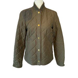 Lauren Ralph Lauren vintage army green quilted snap front long sleeve coat S